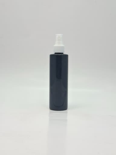 200ml Round Black Bottle- White Spray