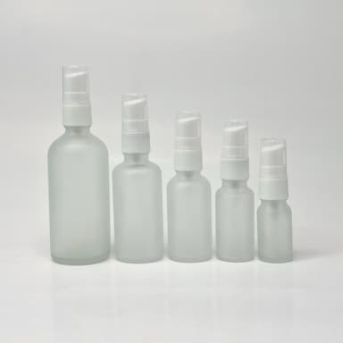 Frosted Glass Bottle - Cream Pump White