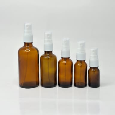 Amber Glass Bottle - White Spray