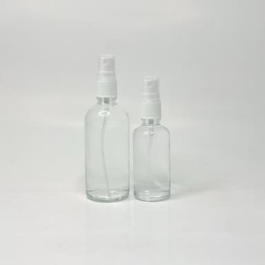 Clear Glass Bottle - White Spray 
