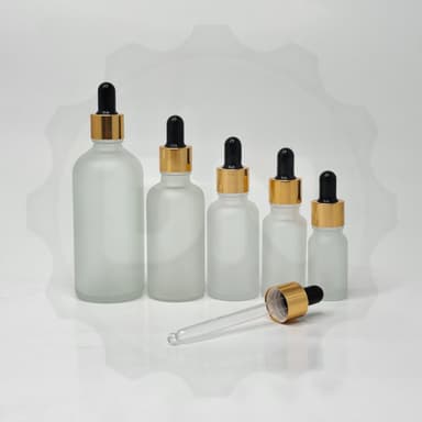 Frosted Glass Serum Bottle - Gold / Black