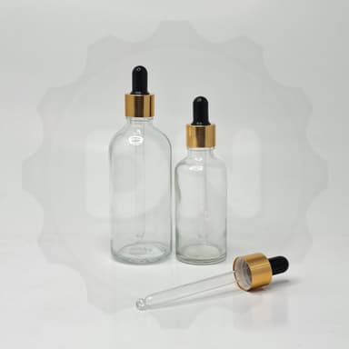 Clear Glass Serum Bottle - Gold / Black