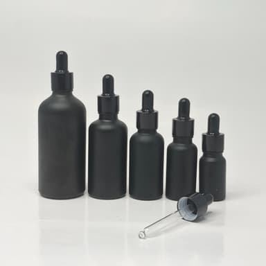 Black Glass Serum Bottle - Black/Black