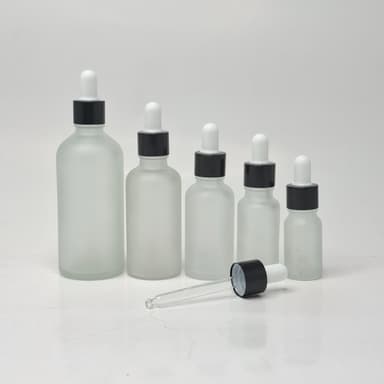 Frosted Glass Serum Bottle - Black / White