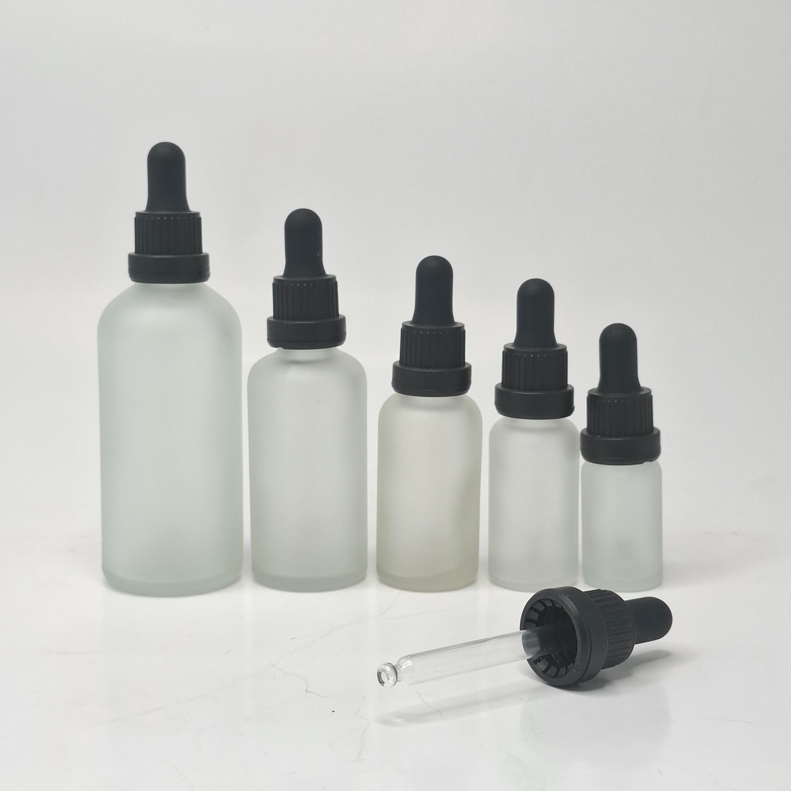 Main image of Frosted Glass Serum Bottle- Black/Black(Lock Type)