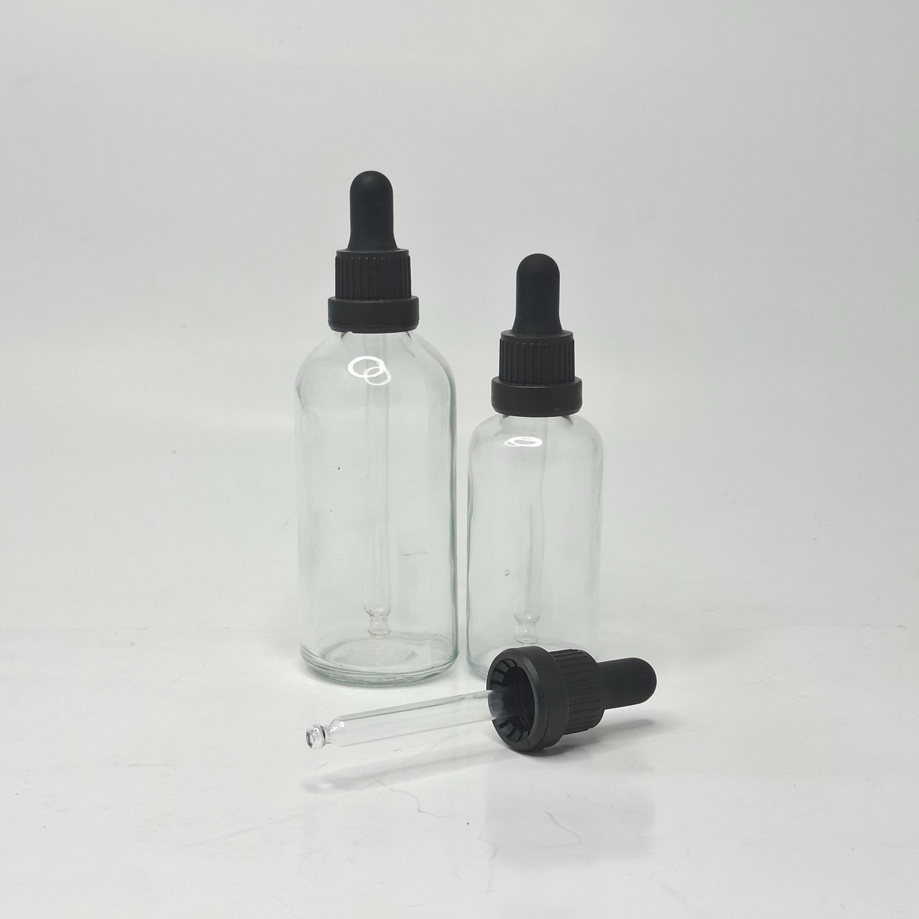 Main image of Clear Glass Serum Bottle-Black/Black(Lock Type)