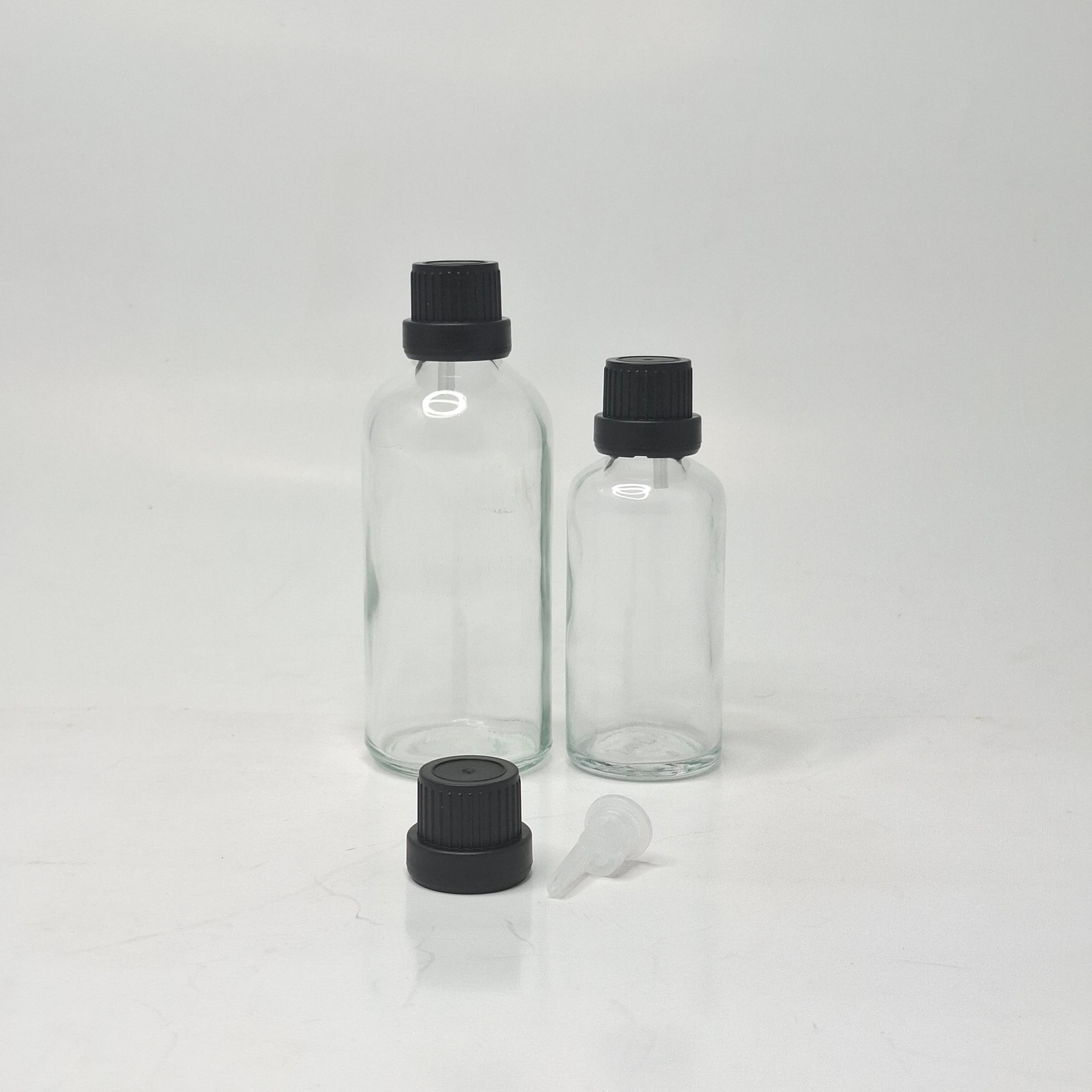 Main image of Clear Glass Bottle - Black Euro Dropper