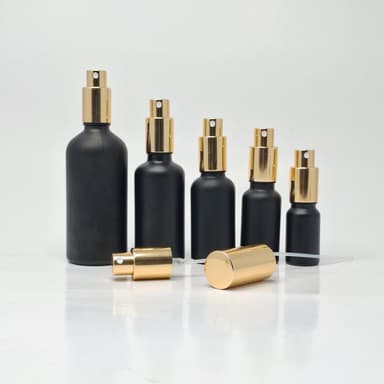 Black Glass Bottle - Full Cover Gold Spray