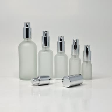 Frosted Glass Bottle - Full Cover Silver Spray