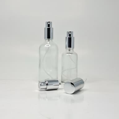 Clear Glass Bottle - Full Cover Silver Spray Spray 