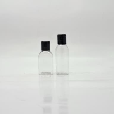 30ml Clear Bottles - Flip Top Lids Black
