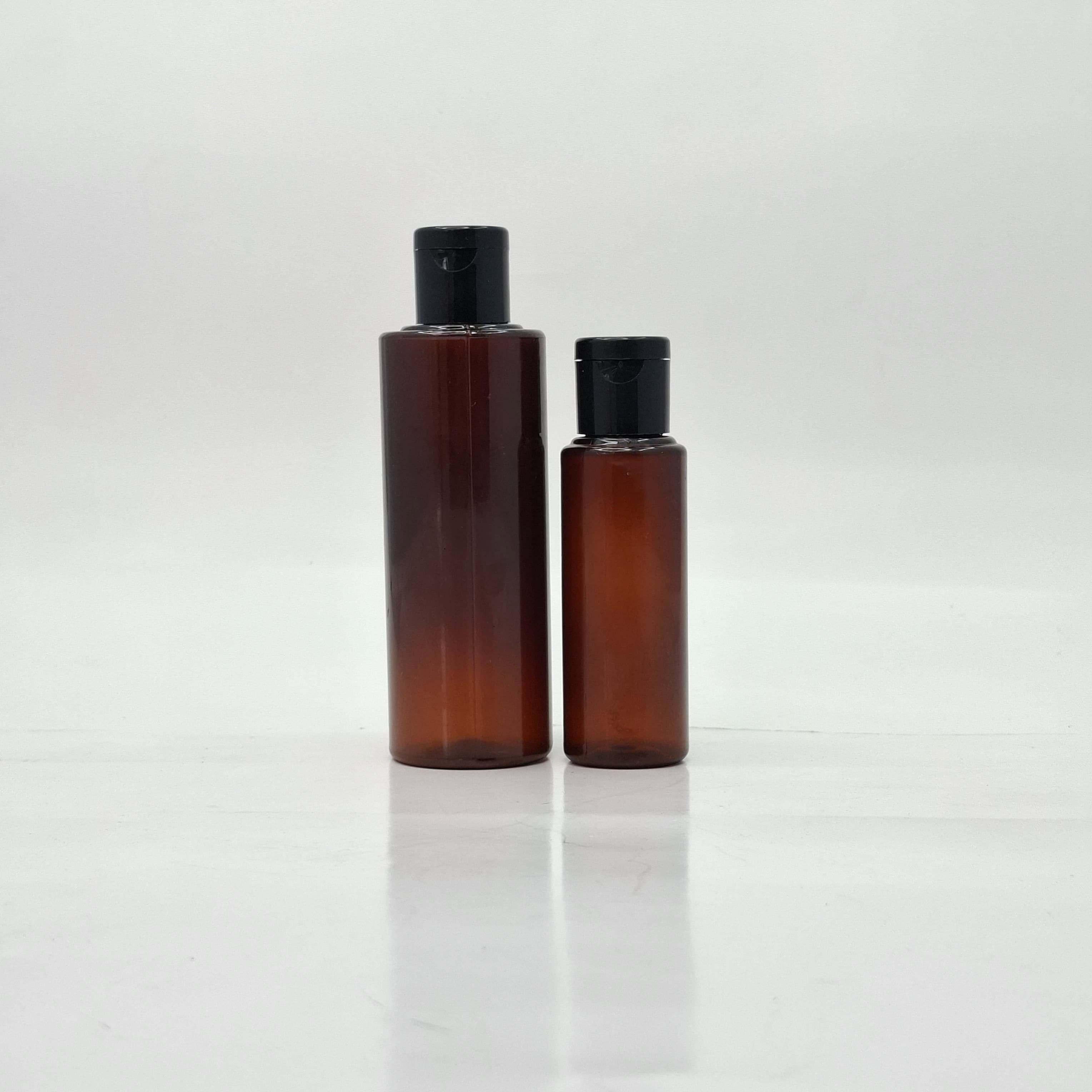 Main image of 50ml-100ml Round Bottle Amber - Flip Top Lid Black