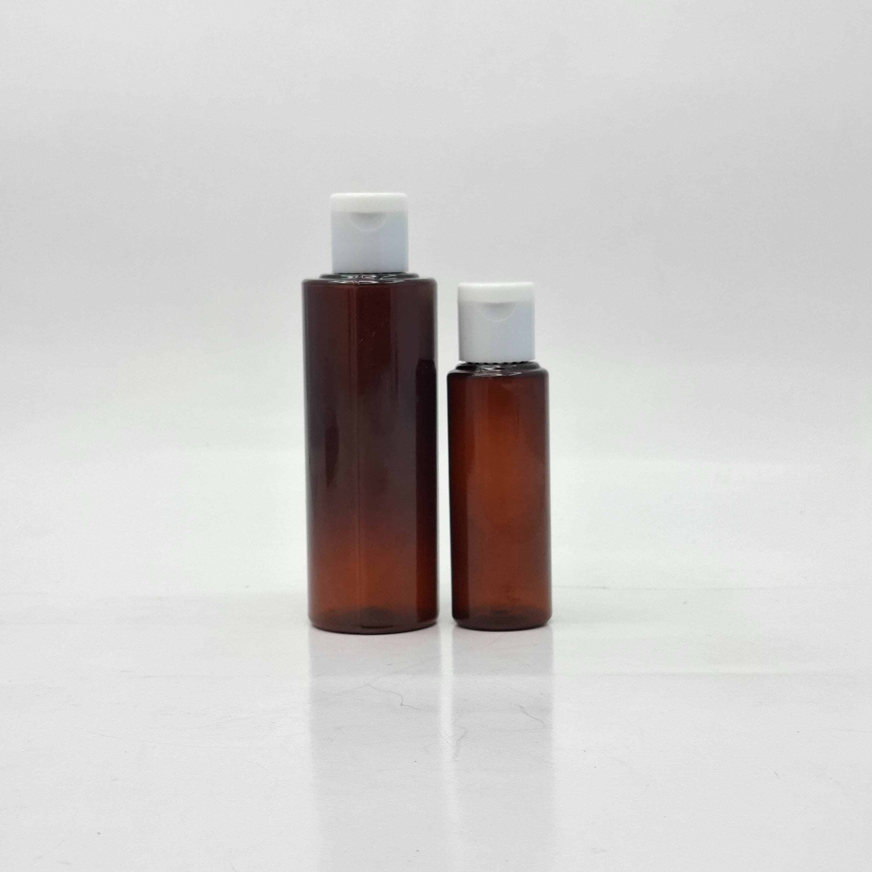 Main image of 50ml-100ml Round Bottle Amber - Flip Top Lid White