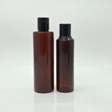 Round Amber Bottle - Flip Top Lids Black