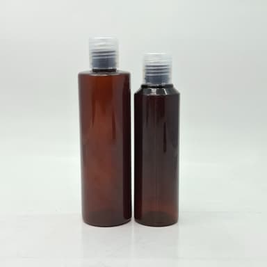 Round Amber Bottle - Flip Top Lids Clear