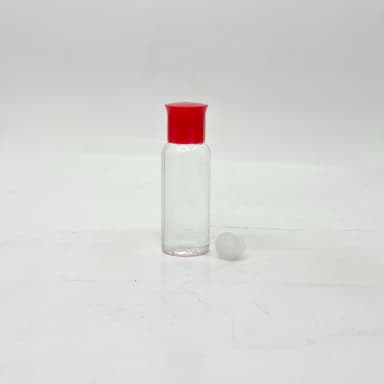 40ml Round Botlle Clear - Oil Lid Red