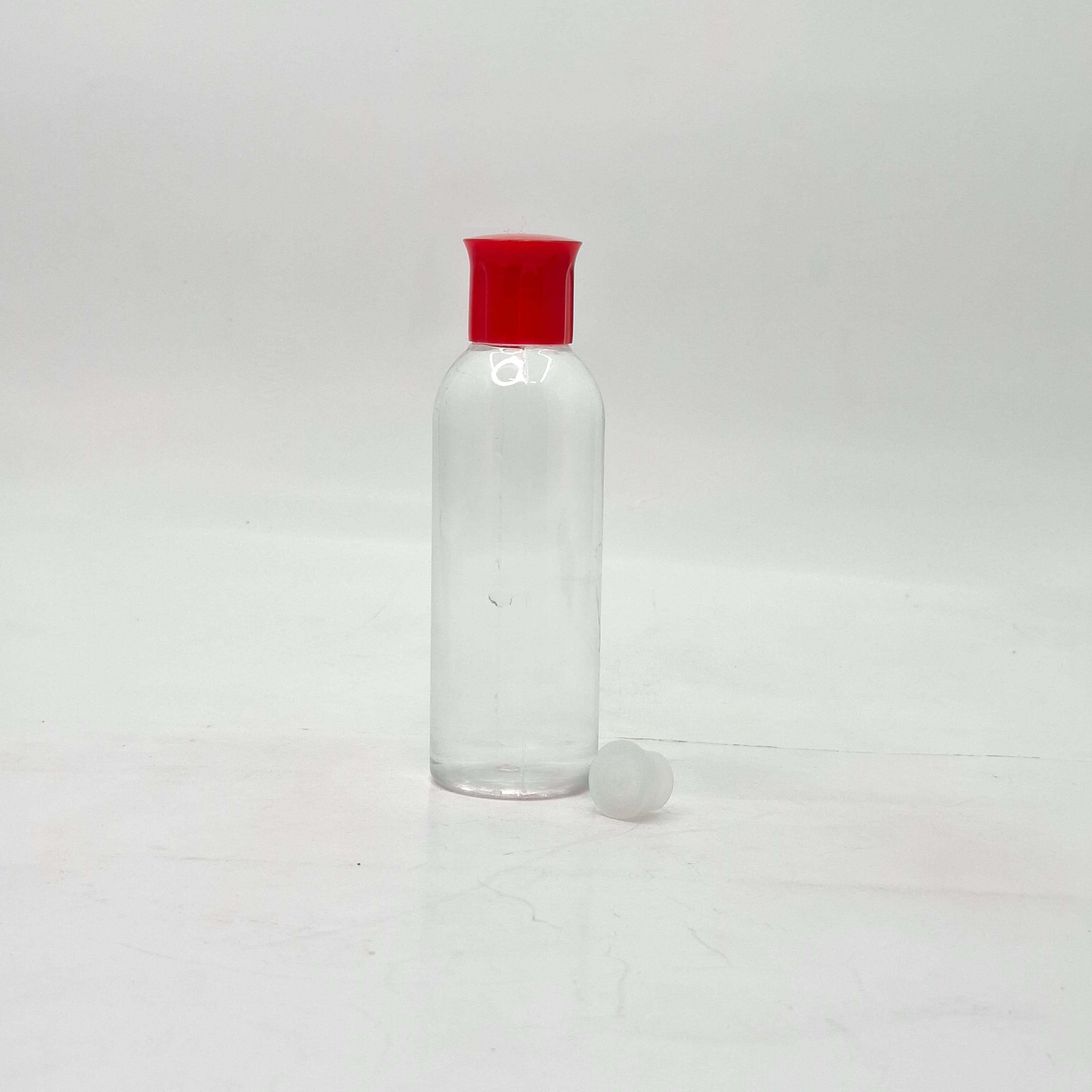 Main image of 100ml Round Nack Bottle Clear - Oil Lid Red