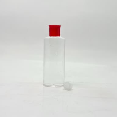 100ml Oval Bottle Clear - Oil Lid Red
