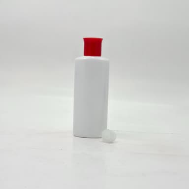 100ml Oval Bottle White - Oil Lid Red