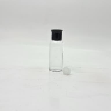 40ml Round Bottle Clear - Oil Lid Black