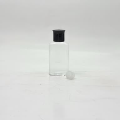 50ml Ovel Clear Bottle - Oil Lid Black 