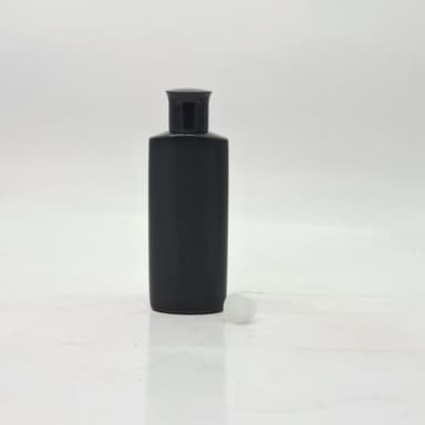 100ml Oval HDPE Black Bottle - Oil Lid Black