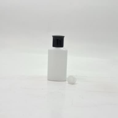 50ml Oval Bottle White - Oil Lid Black