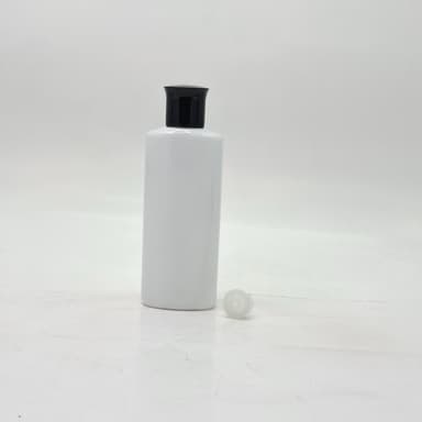 100ml Oval White Bottle - Oil Lid Black