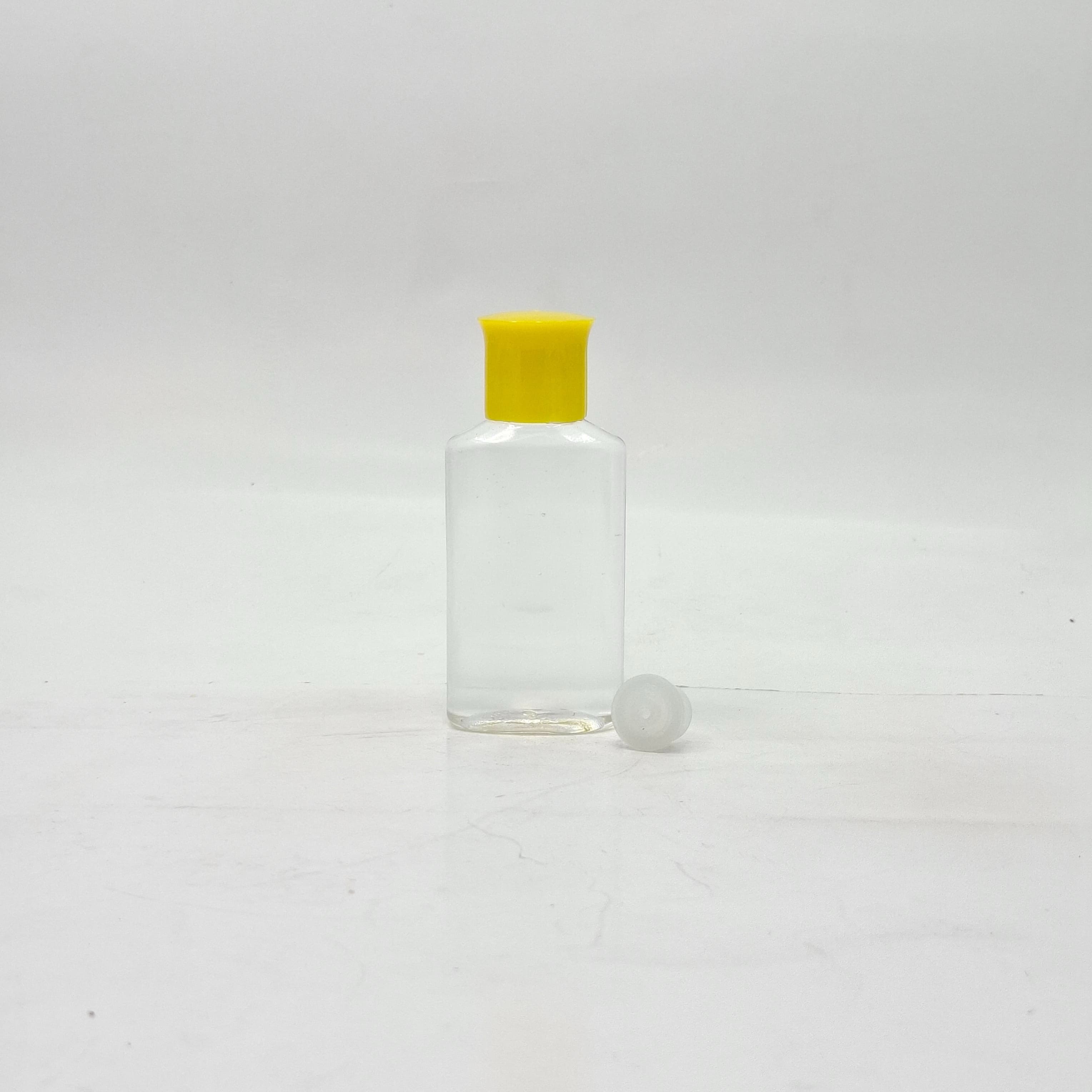 Main image of 50ml Oval Clear Bottle -Oil Lid Yellow