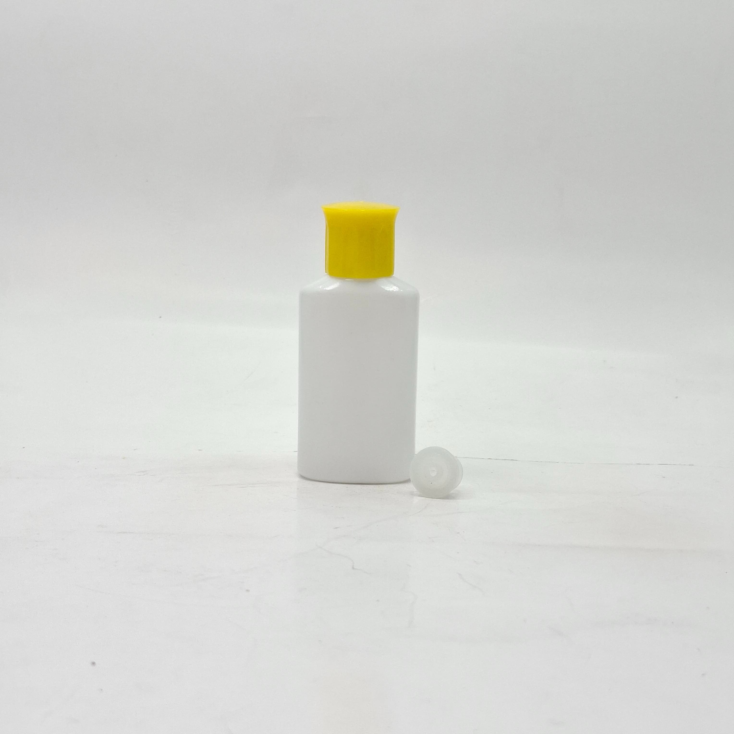 Main image of 50ml Oval Bottle White - Oil Lid Yellow 