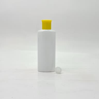 100ml Oval Bottle White - Oil Lid Yellow