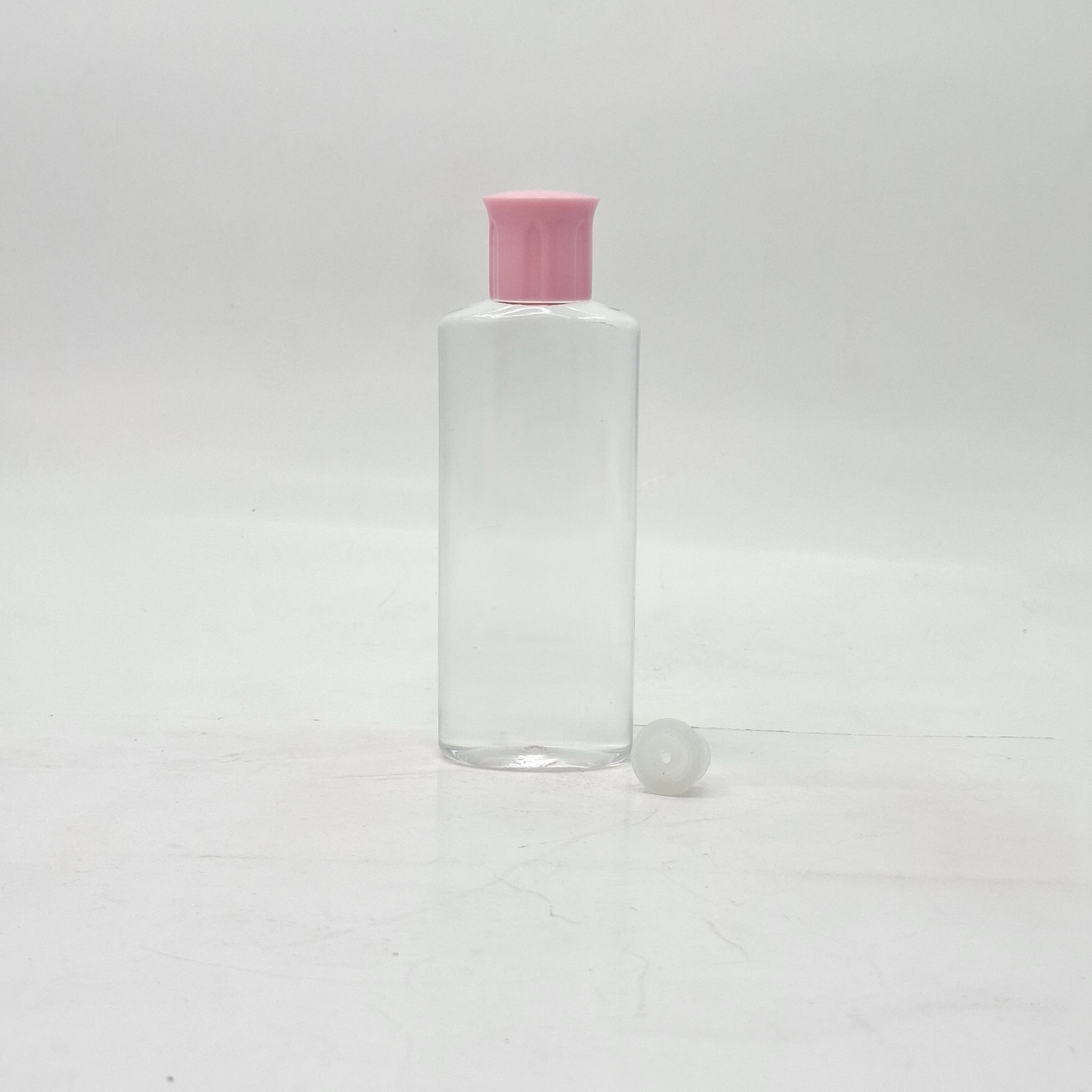 Main image of 100ml Oval Bottle Clear - Oil Lid Pink