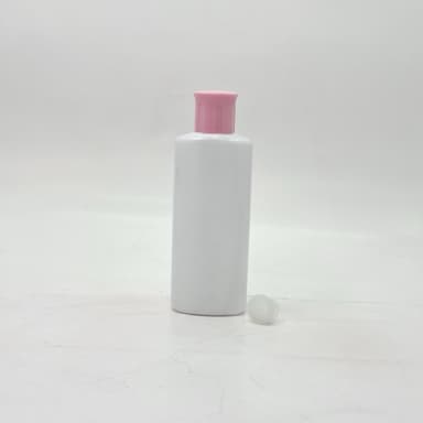 100ml Oval Bottle White - Oil Lid Pink 