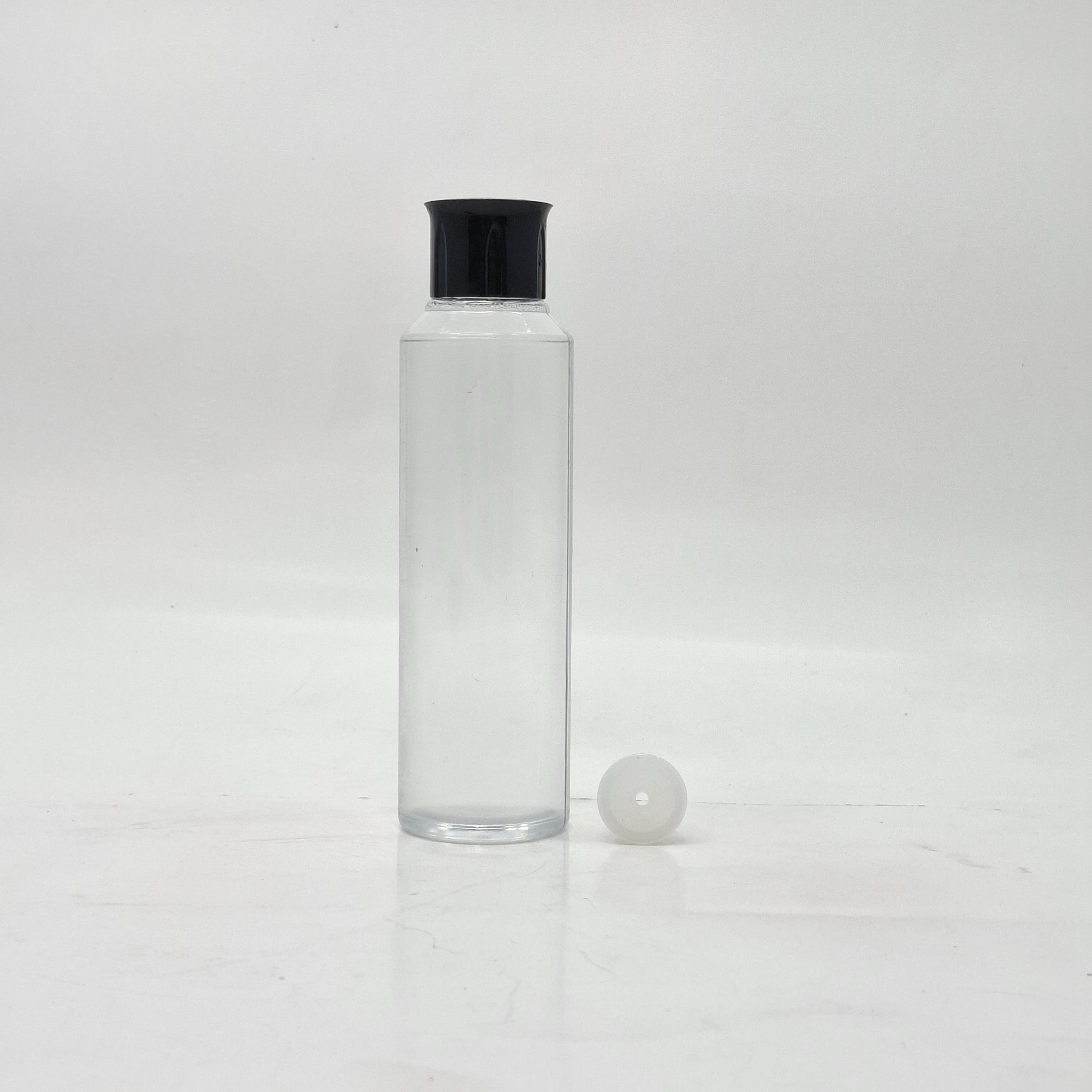Main image of 150ml Round Bottle Clear - Oil Lid Black