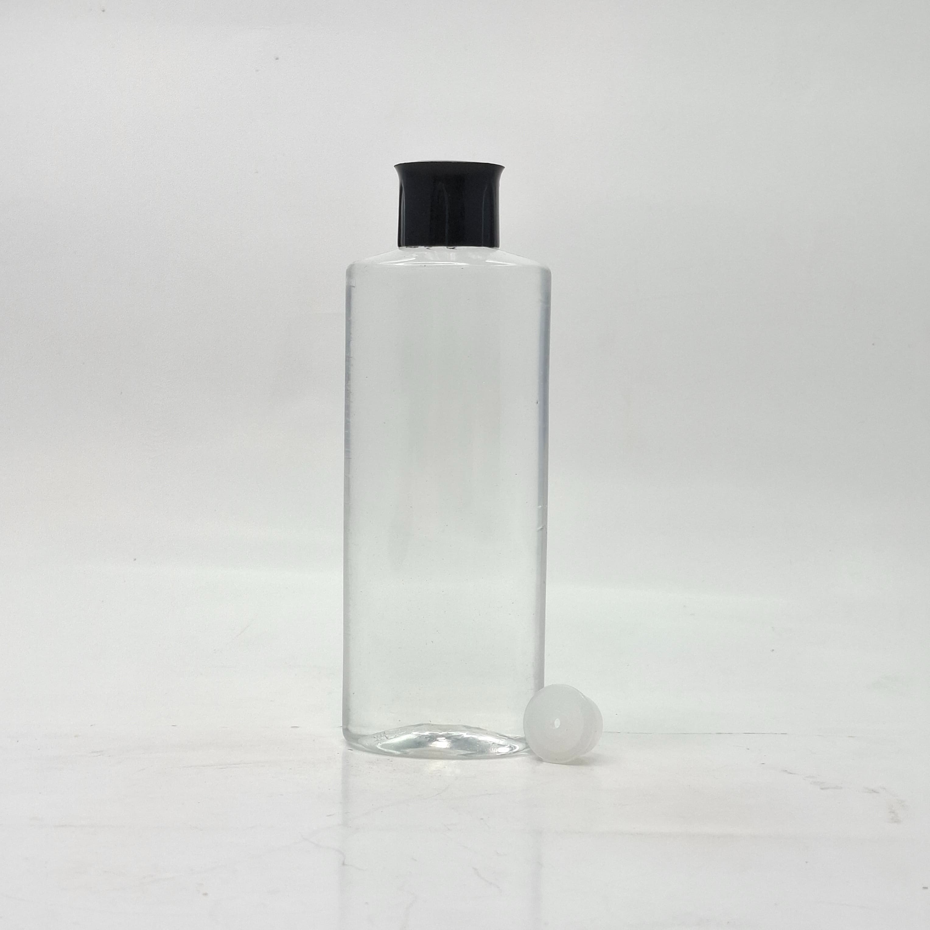 Main image of 200ml Oval Bottle Clear - Oil Lid Black