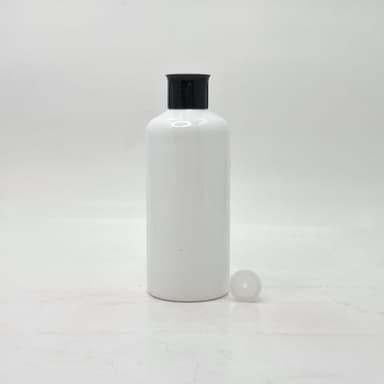 300ml Round Bottle White -Oil Lid Black