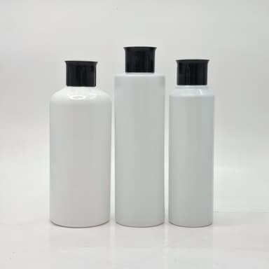150ml-300ml Milk White Bottles - Oil Lid Black