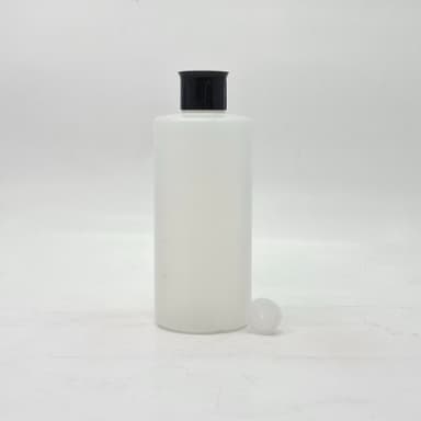 340ml HDPE Round Clear Bottle - Oil Lid Black 