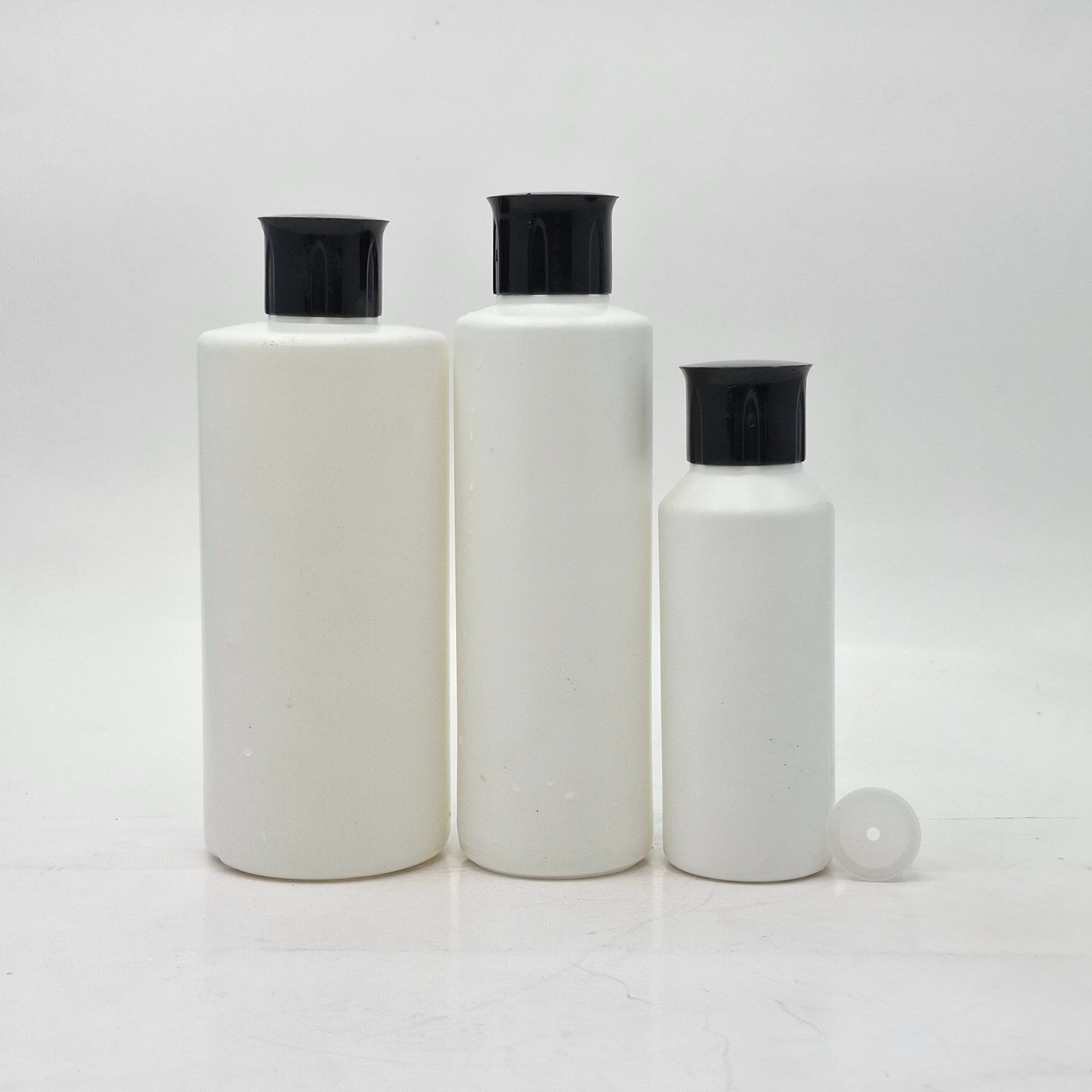 Main image of 100ml-340ml HDPE White Bottle - Oil Lid Black