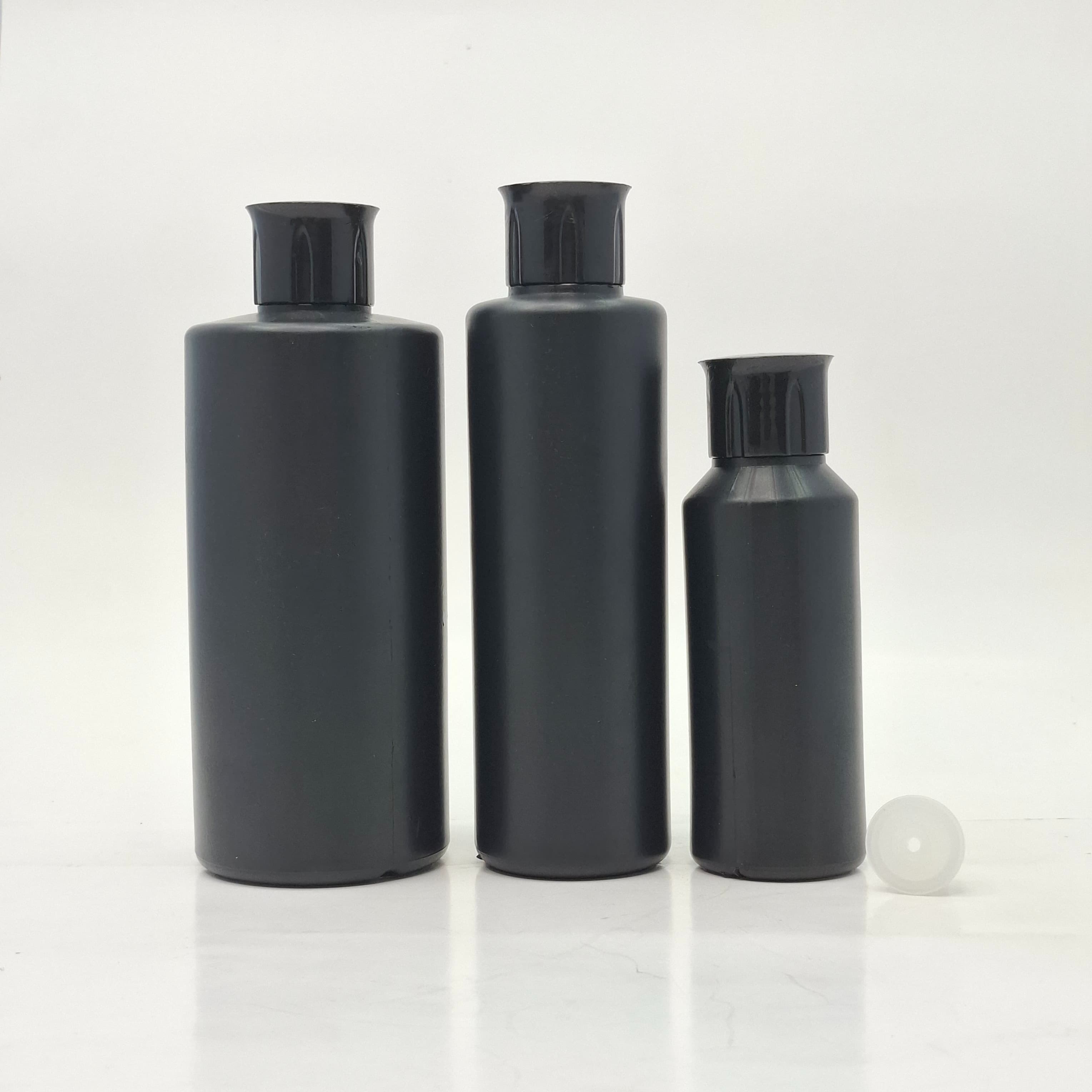 Main image of 100ml-340ml HDPE Black Bottle - Oil Lid Black