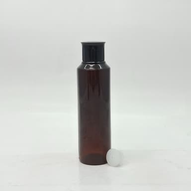 150ml Round Bottle Amber - Oil Lid Black