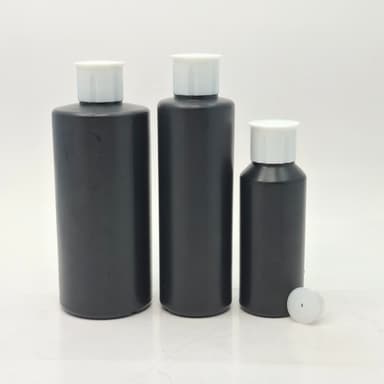 100ml-340ml HDPE Black Bottle - Oil Lid White