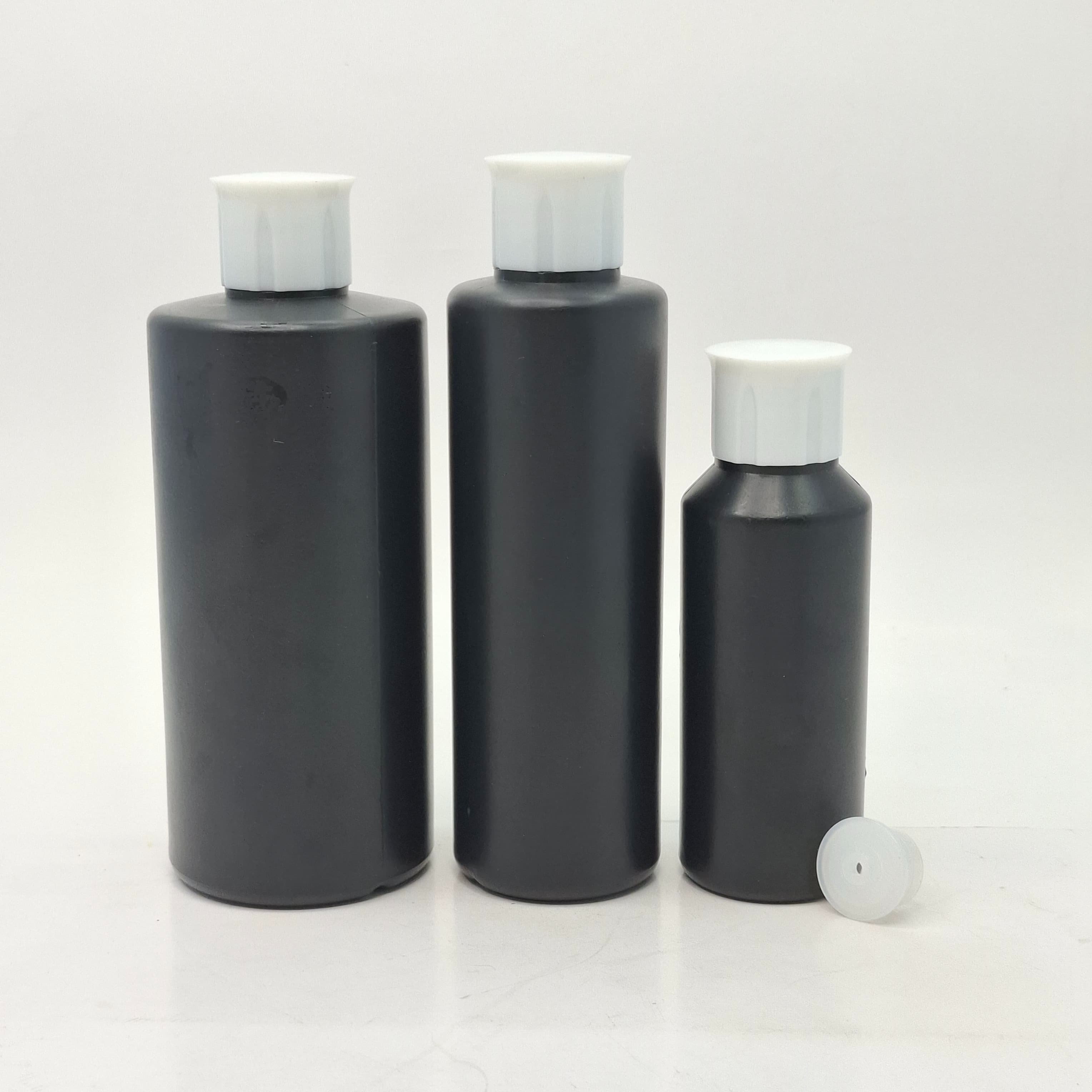 Main image of 100ml-340ml HDPE Black Bottle - Oil Lid White