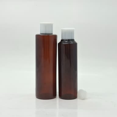 150ml-200ml Amber Round Bottle - Oil Lid White