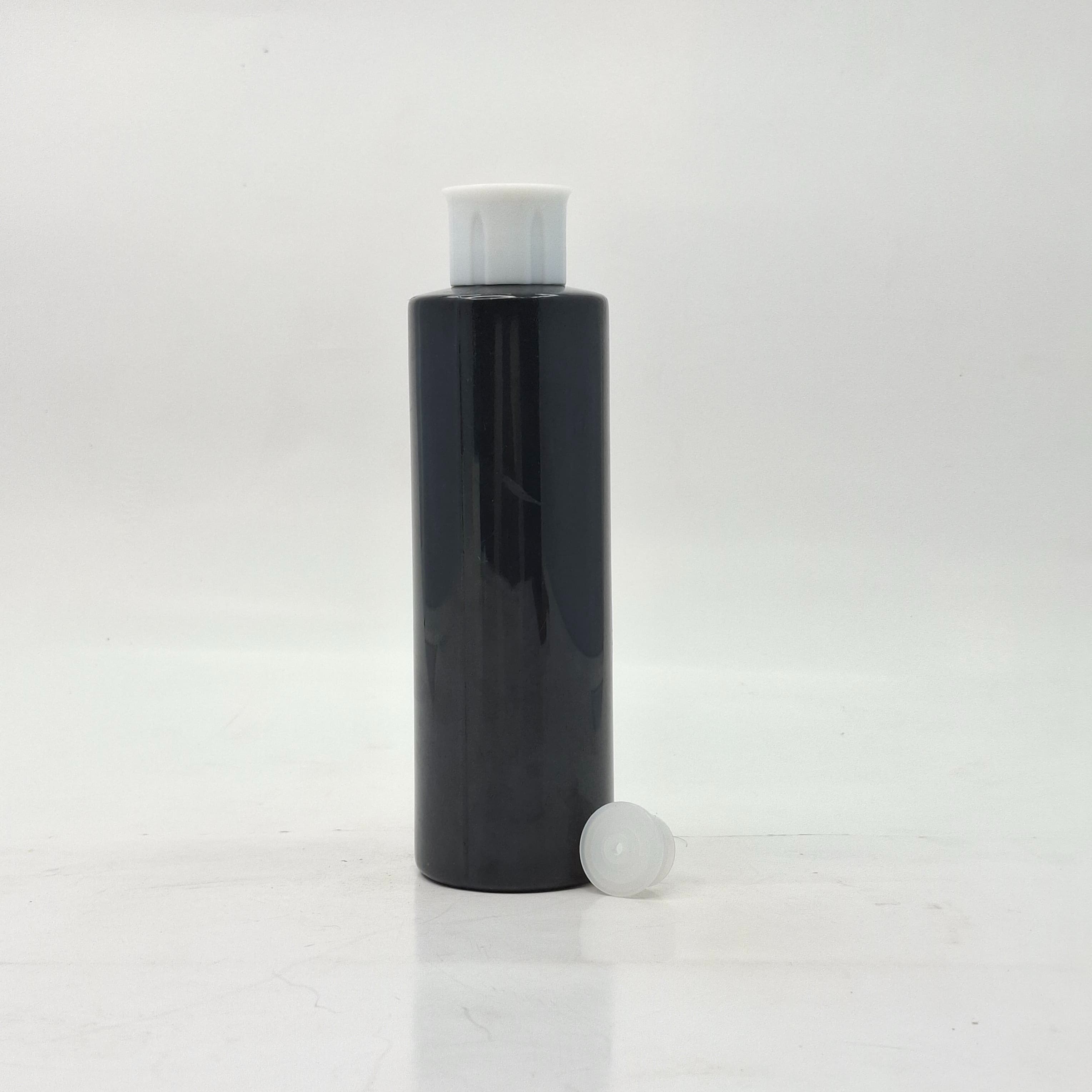 Main image of 200ml Round Bottle Black - Oil Lid White 