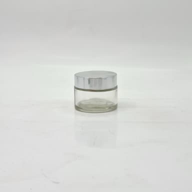 50ml Clear Glass Jar - Silver Lid 