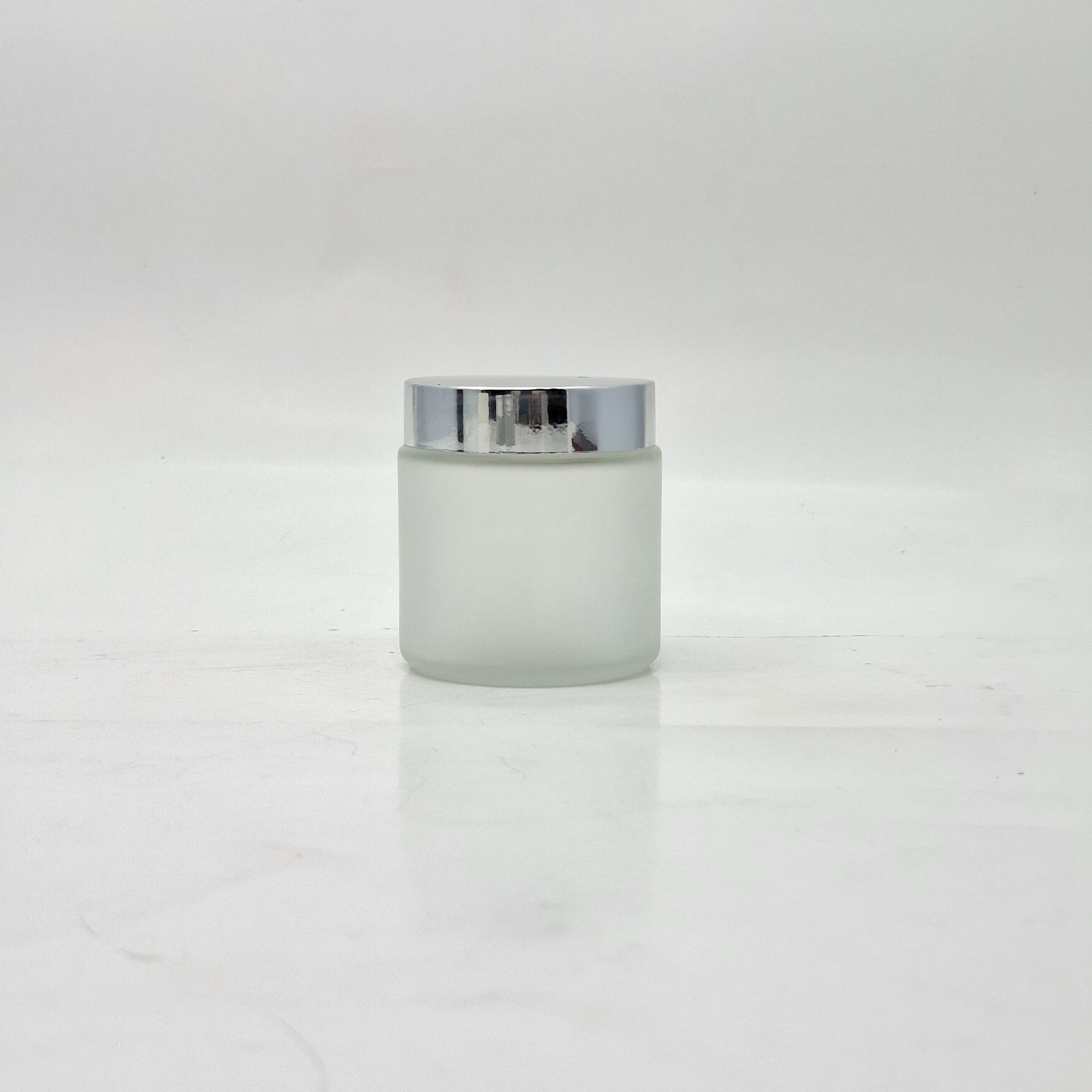 Main image of 100ml Frosted Glass Jar - Silver Lid 
