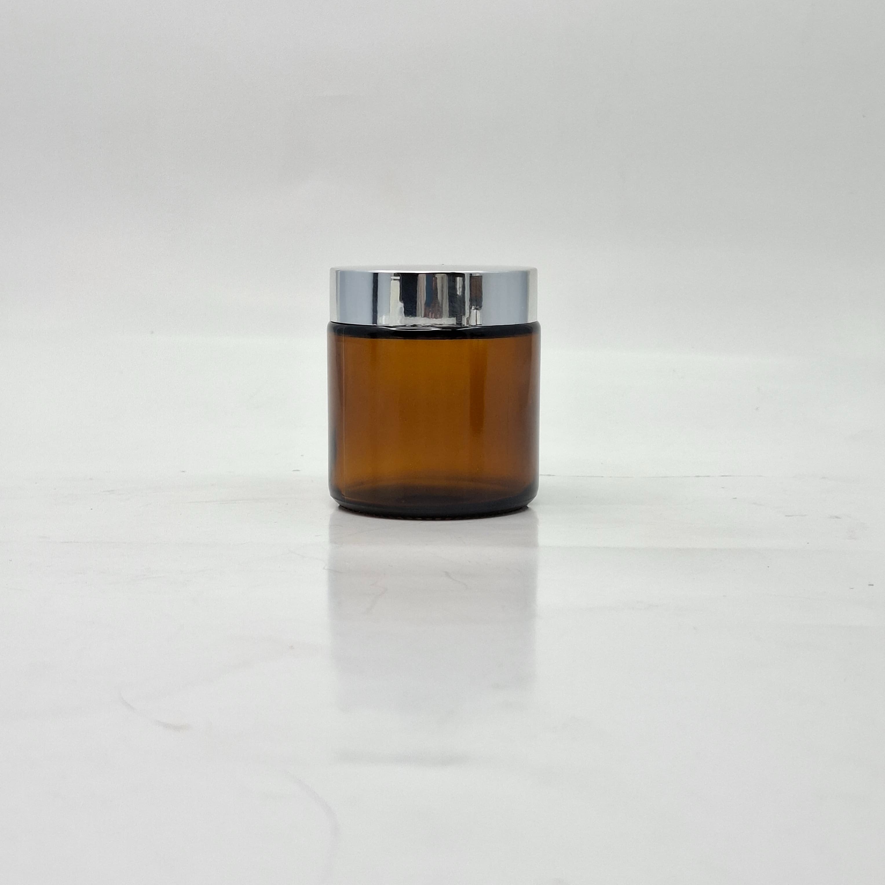 Main image of 100ml Amber Glass Jar - Silver Lid
