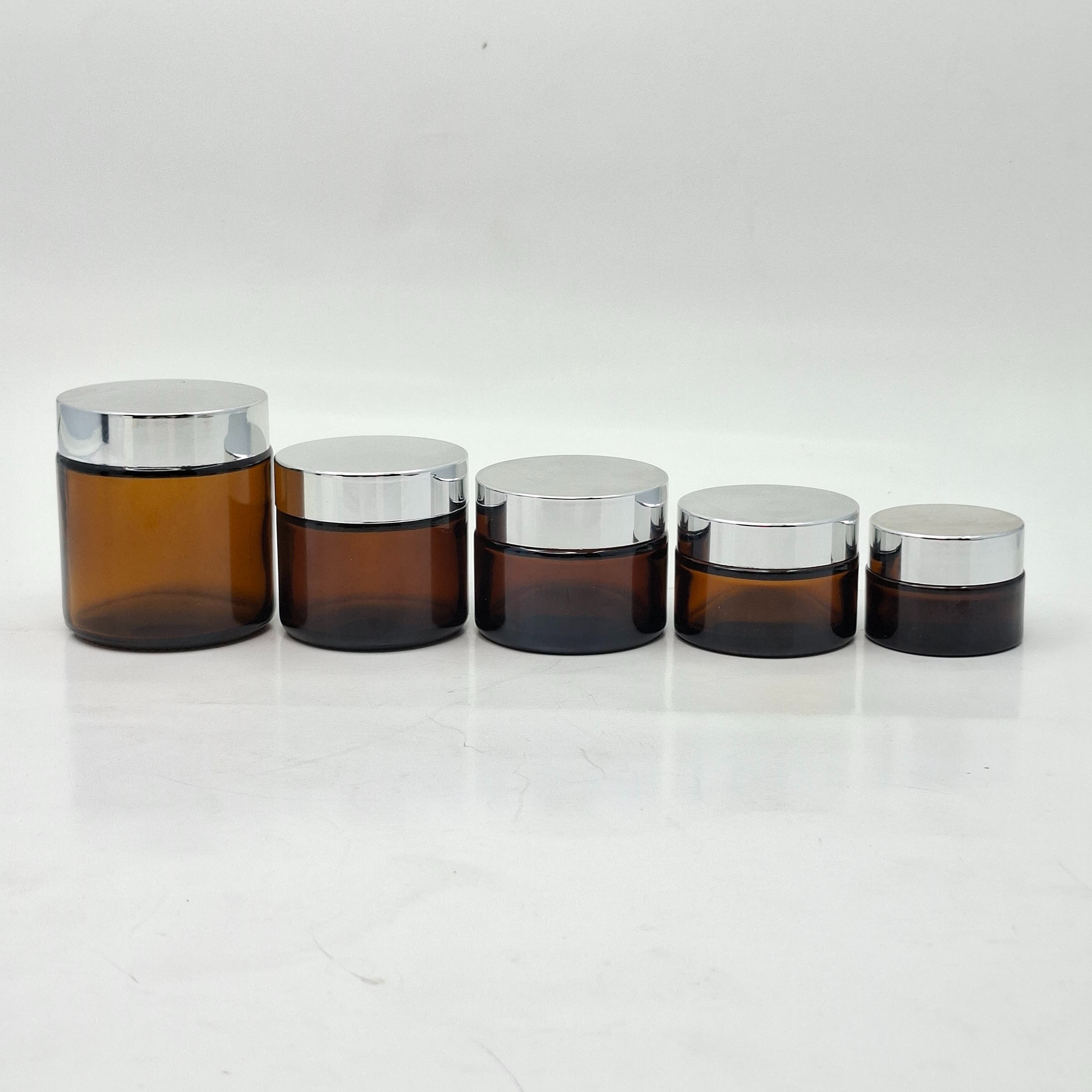 Main image of Amber Glass Jar -Silver Lid