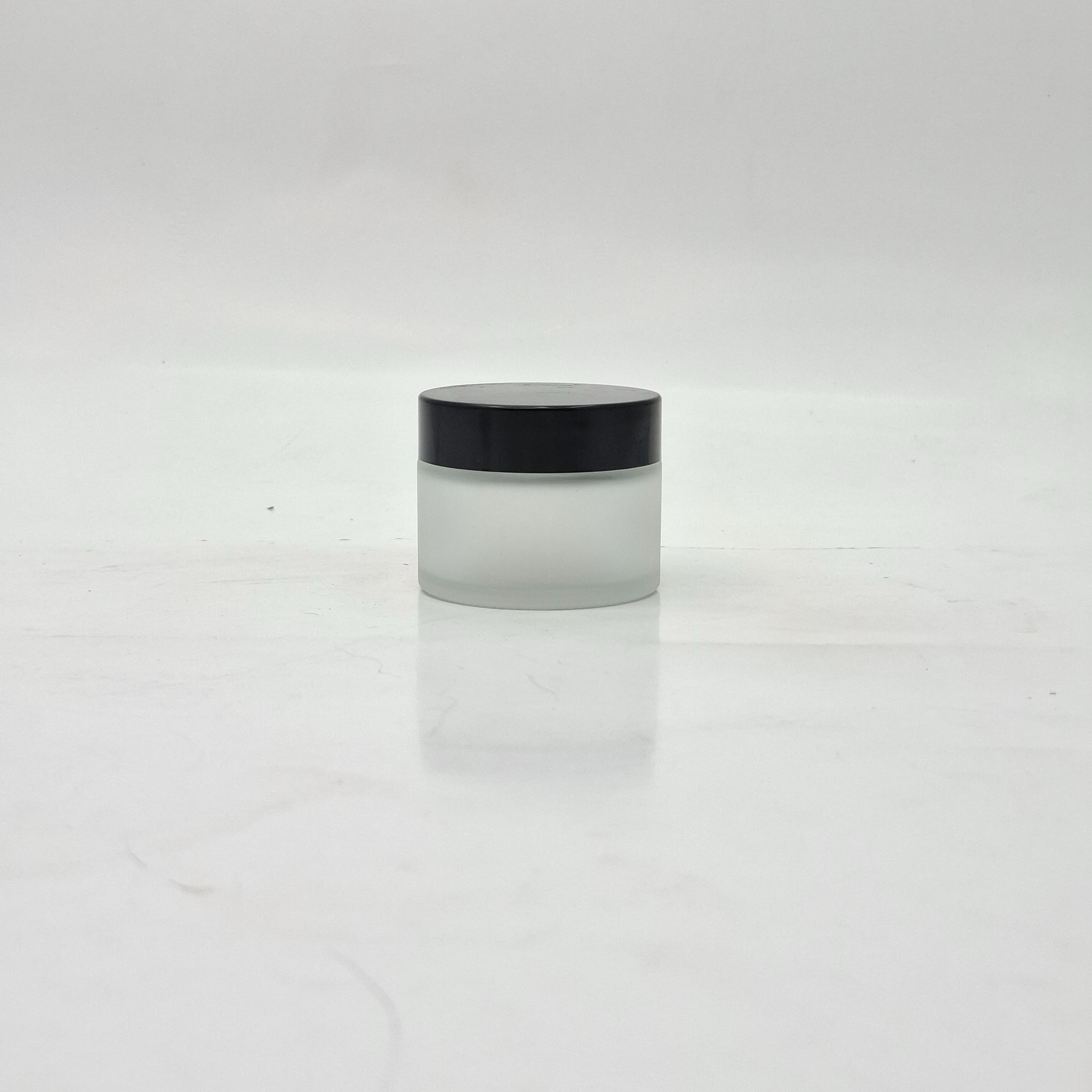 Main image of 50ml Frosted Glass Jar - Black Lid 